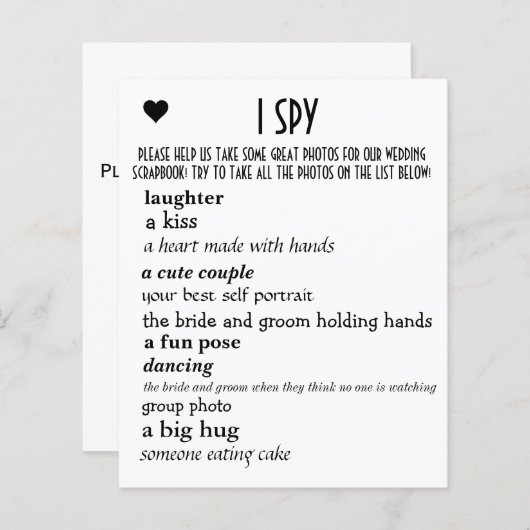 Papier Mariage J'espionne (Devant / Derrière)