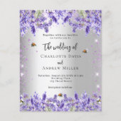 Papier Mariage lavande argent florales abeilles invitatio (Devant)
