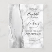 Papier Mariage Marbre Agate Gris Blanc Argent (Devant)