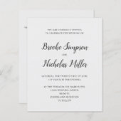 Papier Mariage minimal manuscrit simple à faible coût en  (Devant / Derrière)