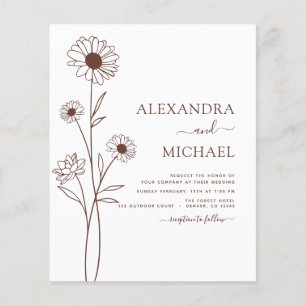 Papier Mariage Minimaliste Botanique Floral Dessin au Tra