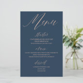 Papier Mariage Moderne Bleu et Or Rose (Debout devant)