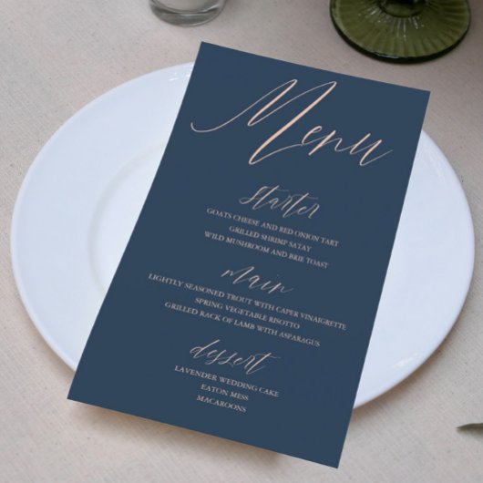 Papier Mariage Moderne Bleu et Or Rose