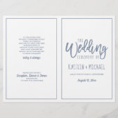 Papier Mariage Moderne Brush Script - Dusty Blue Programm (Devant)