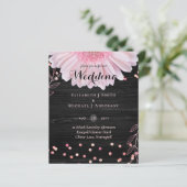 Papier Mariage moderne de marguerite rose noire (Debout devant)