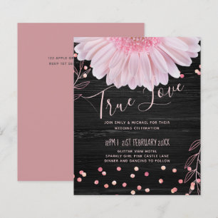 Papier Mariage moderne de marguerite rose noire