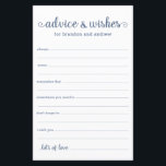 Papier Mariage moderne Dusty Blue LGBTQ Conseils et voeux<br><div class="desc">Ces draps simples, bleu et blanc poussiéreux, modernes, minimes, écriture manuscrite LGBTQ Conseils & Voeux sont parfaits pour avoir à votre douche nuptiale, dîner de répétition ou mariage pour les invités à remplir pour le couple heureux. Les gens vont adorer avoir les invites - ils rendent si facile de laisser...</div>