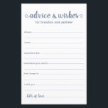 Papier Mariage moderne Dusty Blue LGBTQ Conseils et voeux<br><div class="desc">Ces draps simples, bleu et blanc poussiéreux, modernes, minimes, écriture manuscrite LGBTQ Conseils & Voeux sont parfaits pour avoir à votre douche nuptiale, dîner de répétition ou mariage pour les invités à remplir pour le couple heureux. Les gens vont adorer avoir les invites - ils rendent si facile de laisser...</div>