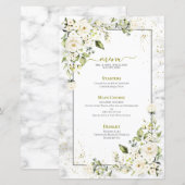 Papier Mariage moderne gris clair blanc floral or marbre  (Devant / Derrière)