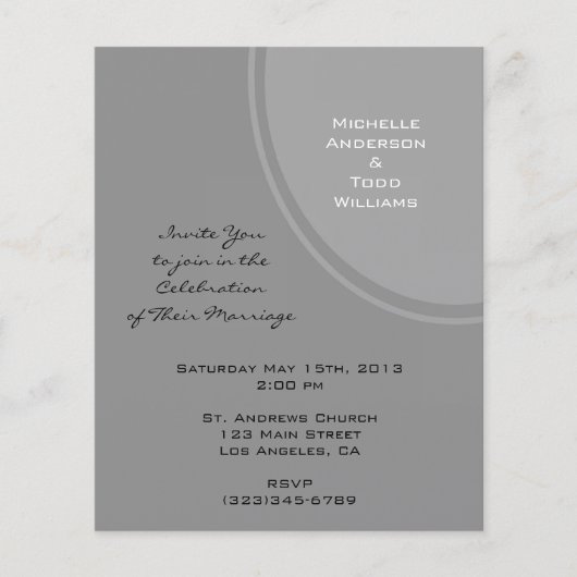 Papier Mariage moderne gris simple (Devant)