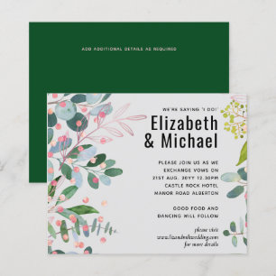 Papier Mariage moderne rose verdure