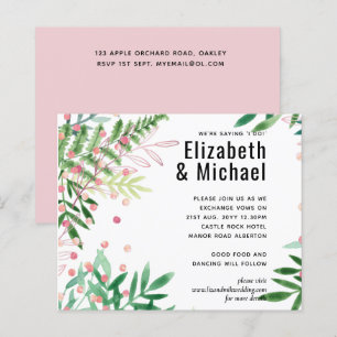 Papier Mariage moderne rose verdure