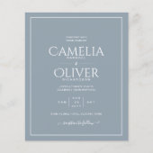 Papier Mariage monochrome blanc bleu Dusty (Devant)