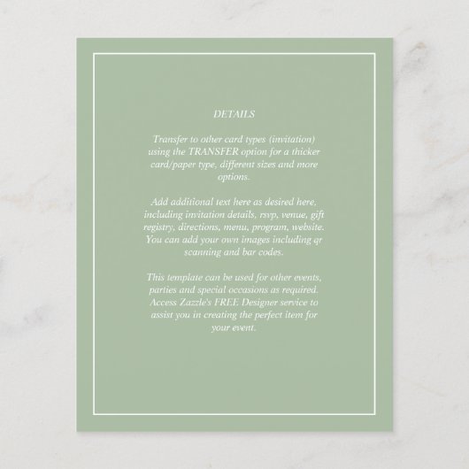 Papier Mariage Monochrome blanc de pomme verte Budget Sag (Dos)