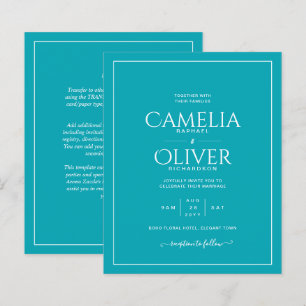 Papier Mariage monochrome blanc Peacock Turquoise budget