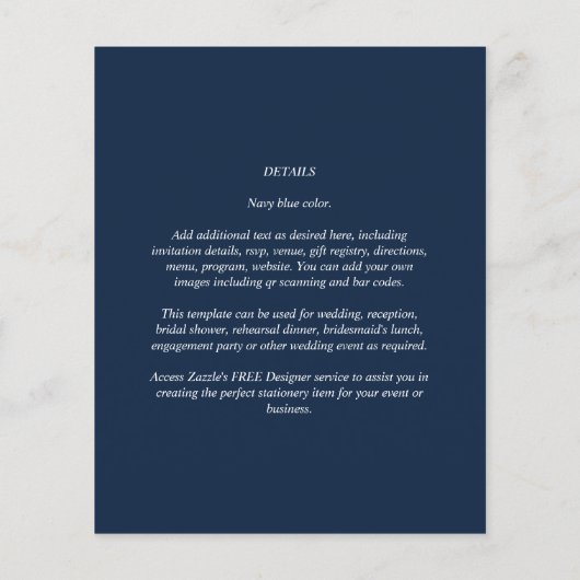Papier Mariage monochrome bleu moderne texte seulement (Dos)