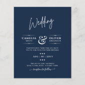 Papier Mariage monochrome bleu moderne texte seulement (Devant)