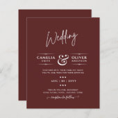 Papier Mariage monochrome Bourgogne moderne (Devant / Derrière)