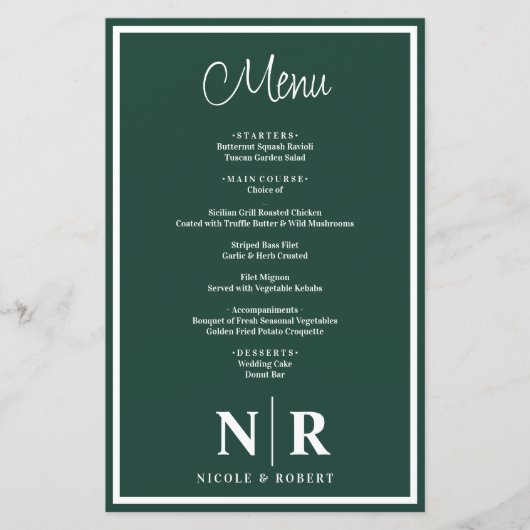 Papier Mariage Monogramme Customisé Dîner de répétition M (Devant)