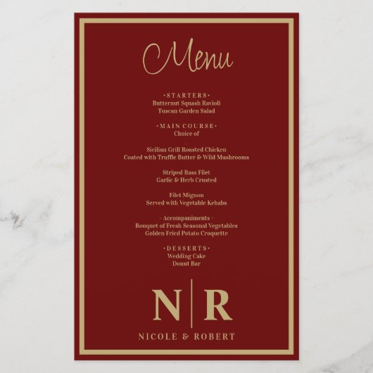 Papier Mariage Monogramme Customisé Dîner de répétition M (Devant)