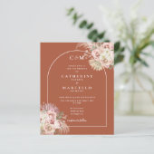 Papier Mariage Monogramme Herbe de Pampas Terracotta Écon (Debout devant)
