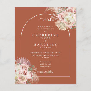 Papier Mariage Monogramme Herbe de Pampas Terracotta Écon