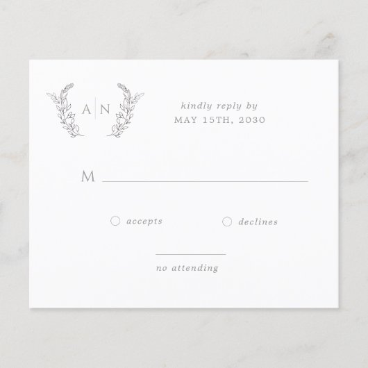 Papier Mariage monographique moderne élégant budget RSVP (Devant)