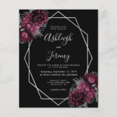 Papier Mariage noir floral bourgogne argent budget (Devant)
