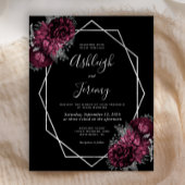 Papier Mariage noir floral bourgogne argent budget