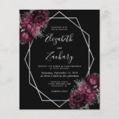 Papier Mariage noir floral bourgogne argent budget (Devant)
