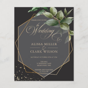 Papier MARIAGE noir géométrique Eucalyptus or BUDGET