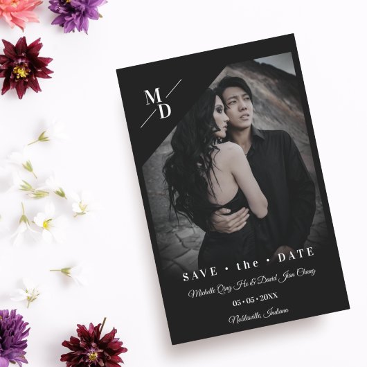 Papier Mariage noir simple moderne minimaliste photo