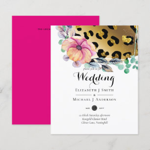 Papier Mariage Pailleté Féminin Imprimé Léopard Rose Or