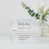 Papier Mariage parties scintillant bleu argenté RSVP (Debout devant)