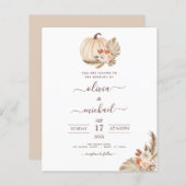 Papier Mariage pas cher herbe de pampa citrouille blanche (Devant / Derrière)