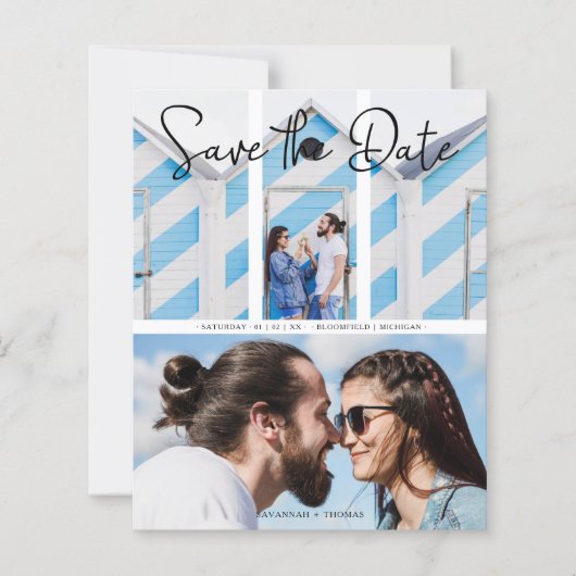 Papier Mariage pas cher Moderne Élégant Collage 2 Photos (Devant)