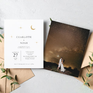 Papier MARIAGE photo BUDGET Céleste de lune d'or étoiles