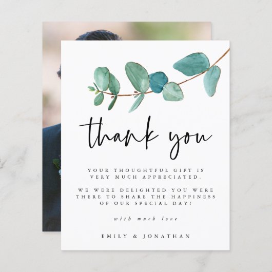 Papier Mariage photo Budget Eucalyptus Merci (Devant / Derrière)