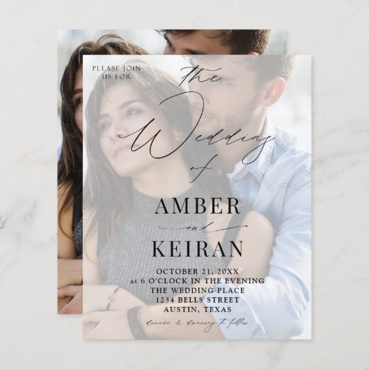 Papier Mariage photo Budget Misty White Shades (Devant / Derrière)