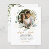 Papier MARIAGE photo BUDGET Or et verdure Eucalyptus (Devant / Derrière)