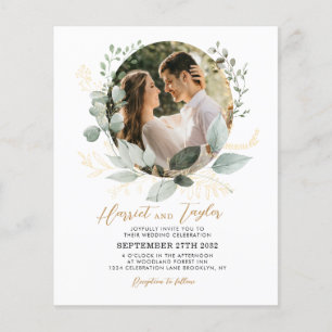 Papier MARIAGE photo BUDGET Or et verdure Eucalyptus
