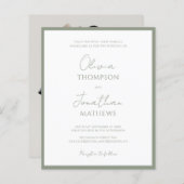 Papier MARIAGE photo BUDGET Simple Sage Green Script (Devant / Derrière)