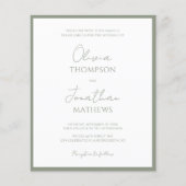 Papier MARIAGE photo BUDGET Simple Sage Green Script (Devant)