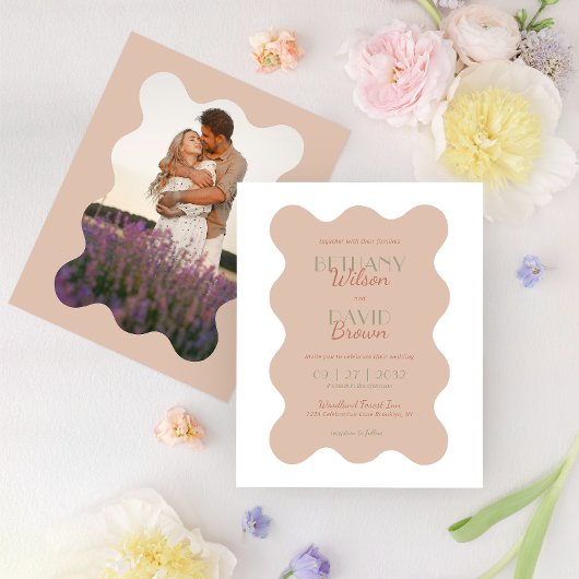 Papier MARIAGE photo BUDGET Terracotta & Sage Green Wave