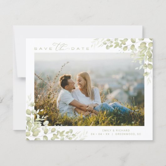 Papier Mariage photo Chic Modern Green Branches (Devant)
