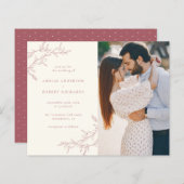 Papier Mariage photo Crème Budget et feuillage rouge bouc (Devant / Derrière)