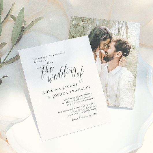 Papier Mariage Photo de fiançailles Budget Script Noir Bl