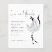 Papier MARIAGE photo de grue Élégante BUDGET Merci (Devant)