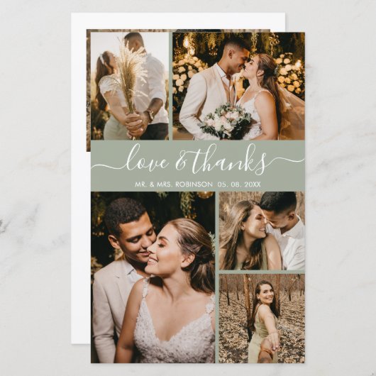 Papier Mariage photo de Merci de  de format de budget élé (Devant / Derrière)