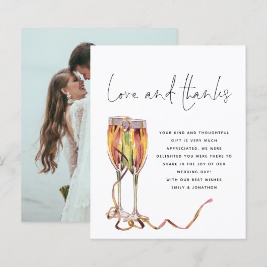 Papier Mariage photo de Merci de photo Budget Champagne S (Devant / Derrière)